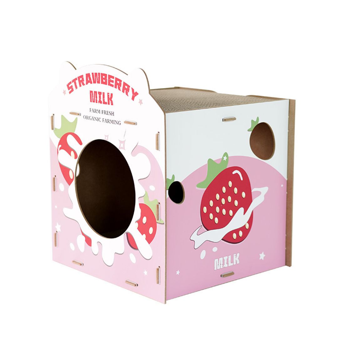 Strawberry Milk Cat House and bed 37.5*36*43.8cm – Pets Qatar