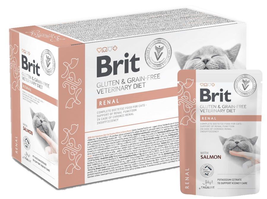 Brit Grain Gluten Free VD Cat Pouch fillets in Gravy Renal 12 x 85 g Pets Qatar