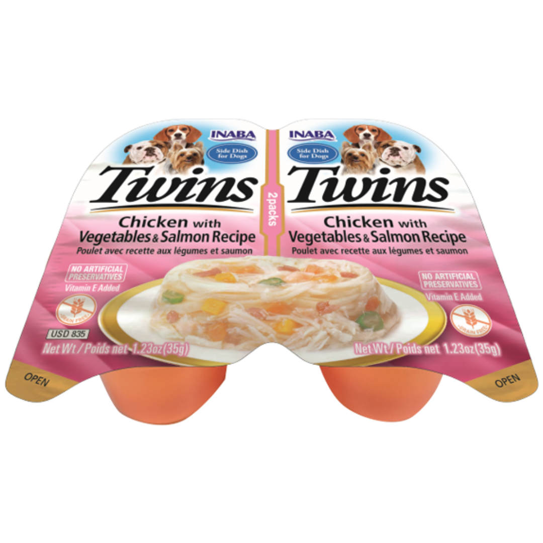 Inaba Dog Twin Cups Chicken With Vegetables & Salmon Recipe Dog Food Topper Inaba Dog Twin Cups Chicken With Vegetables & Salmon Recipe Dog Food Topper