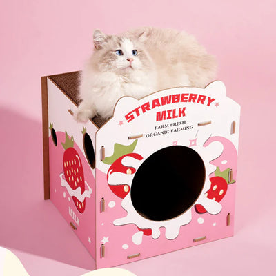 Strawberry Milk Cat House and  bed 37.5*36*43.8cm