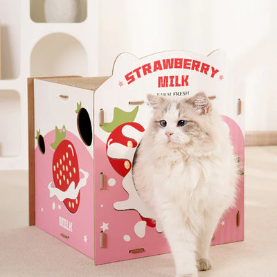 Strawberry Milk Cat House and  bed 37.5*36*43.8cm