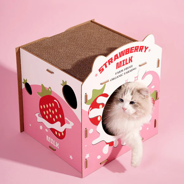 Strawberry Milk Cat House and  bed 37.5*36*43.8cm