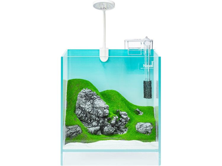 Desktop Blue Cliff Landscape Fish Tank Set 22X18X23cm