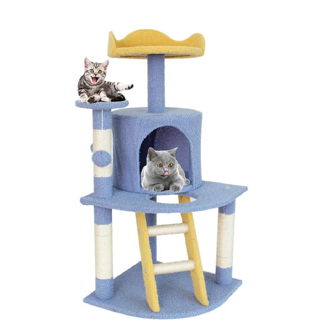 Cat Tree with Scratching Board & Post, Multi-Level Kitten Activity Tree 41x56
