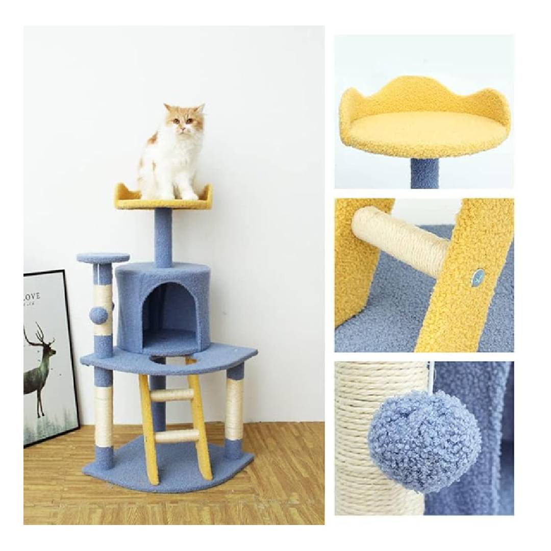 Cat Tree with Scratching Board & Post, Multi-Level Kitten Activity Tree 41x56