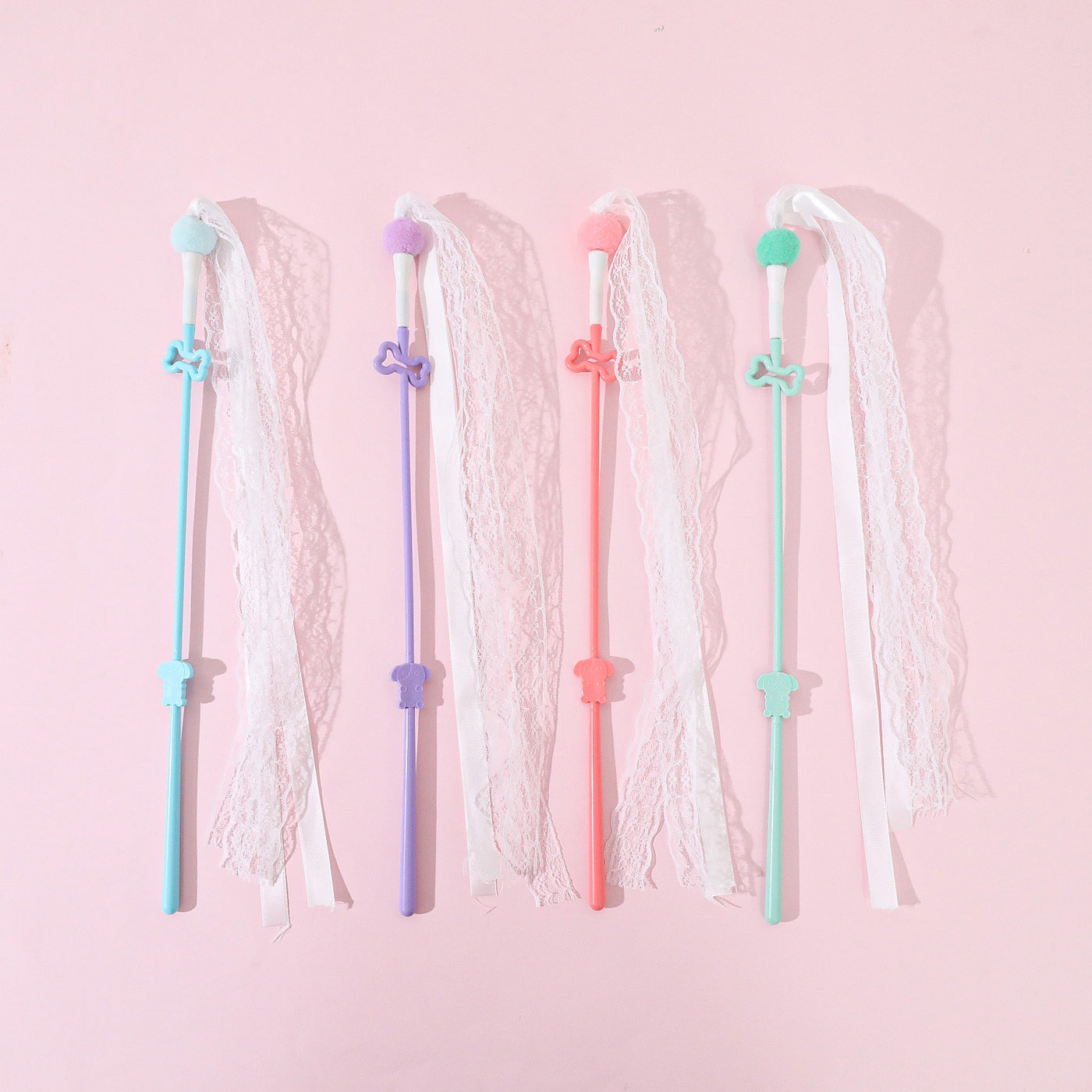 Pastel Lace Ribbon Cat Wand Set