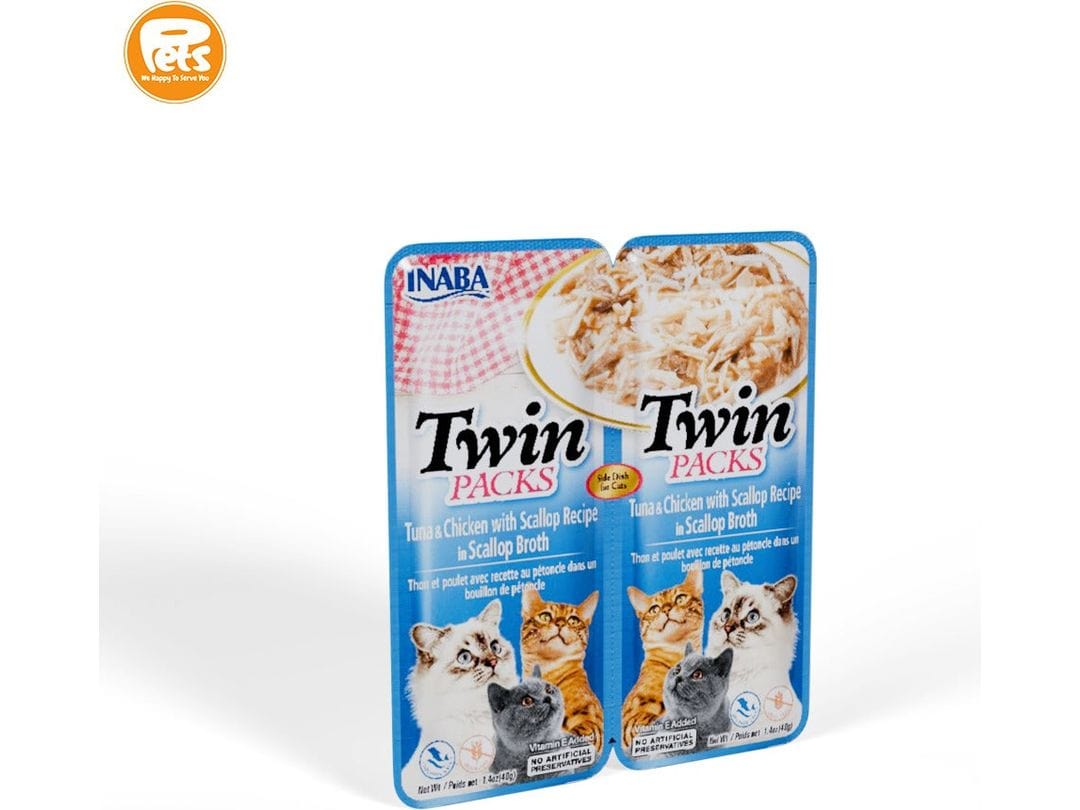 INABA Twin Packs Tuna & Chicken with Scallop Recipe in Scallop Broth 40g 24 pcs