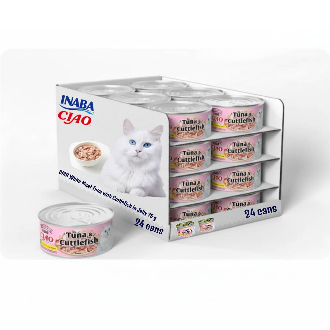 CIAO White Meat Tuna with Cuttlefish in Jelly 75 g X 24 cans