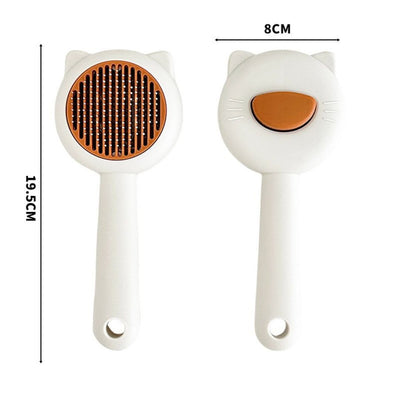 Pocket cat face color blocked pet self-cleaning comb White