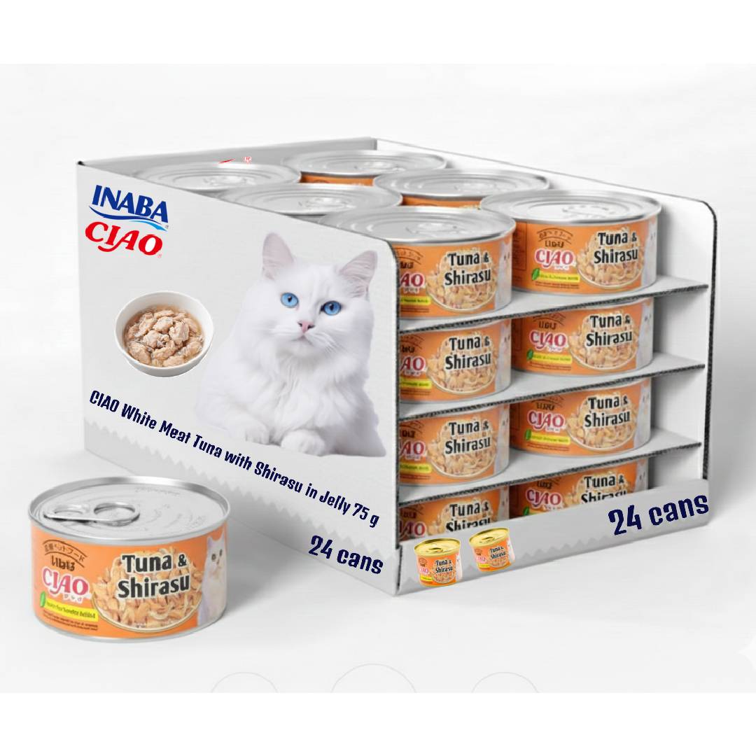 CIAO White Meat Tuna with Shirasu in Jelly 75g X 24 cans