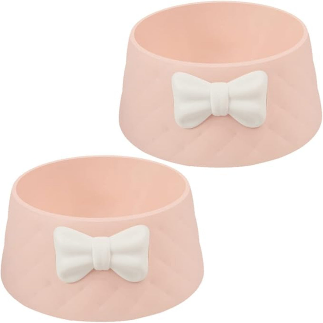 Pet Bowl With Bow And Diamond Pattern Pink 18×8×15cm