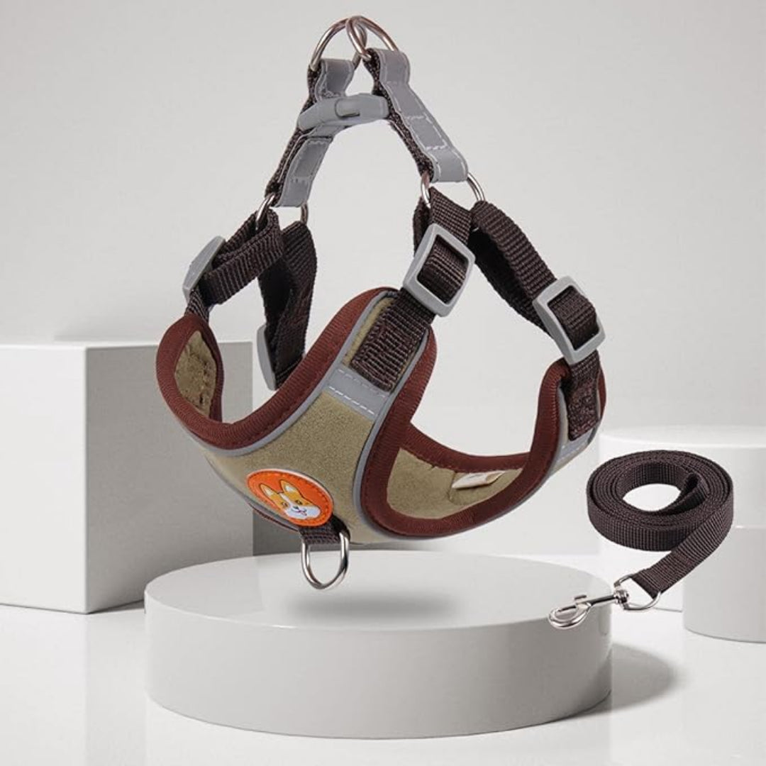 Harness Suede Reflective Chest Brown L