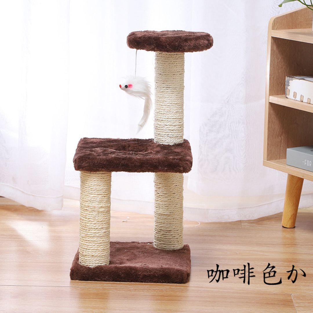 Vibrant Multi-Level Cat Scratching Posts With Toys Cofee