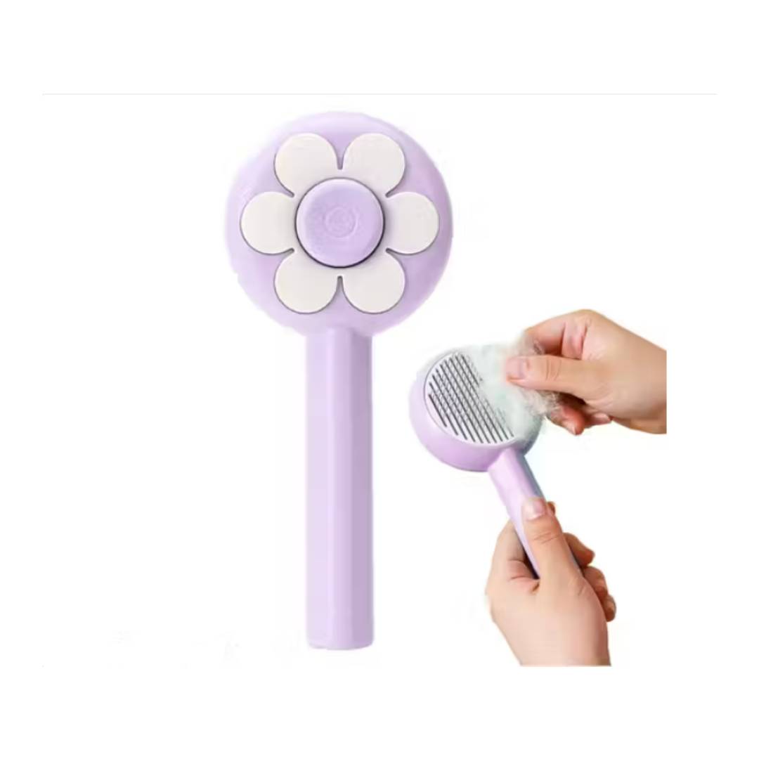 Pets Flower Self-Cleaning Comb Purple