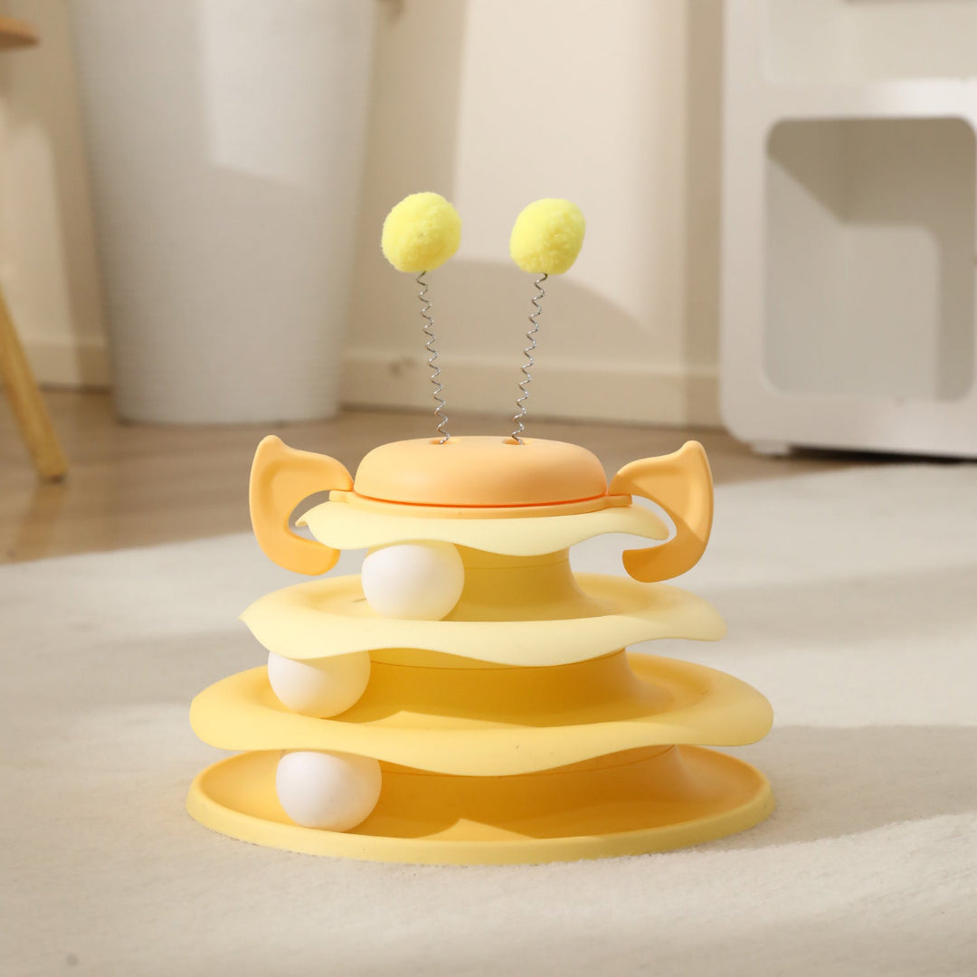 Green Alien Head Cat Track Toy-Yellow