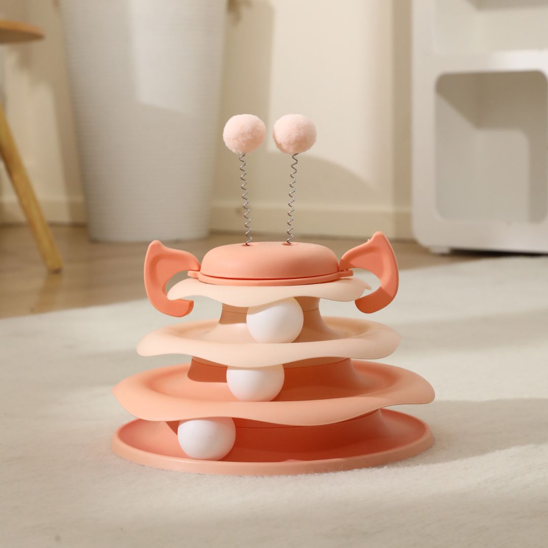 Green Alien Head Cat Track Toy- Pink