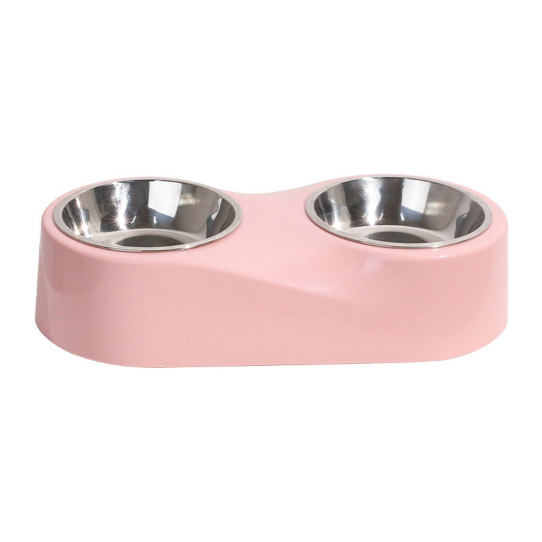 Pink Dual Stainless Steel Pet Bowls