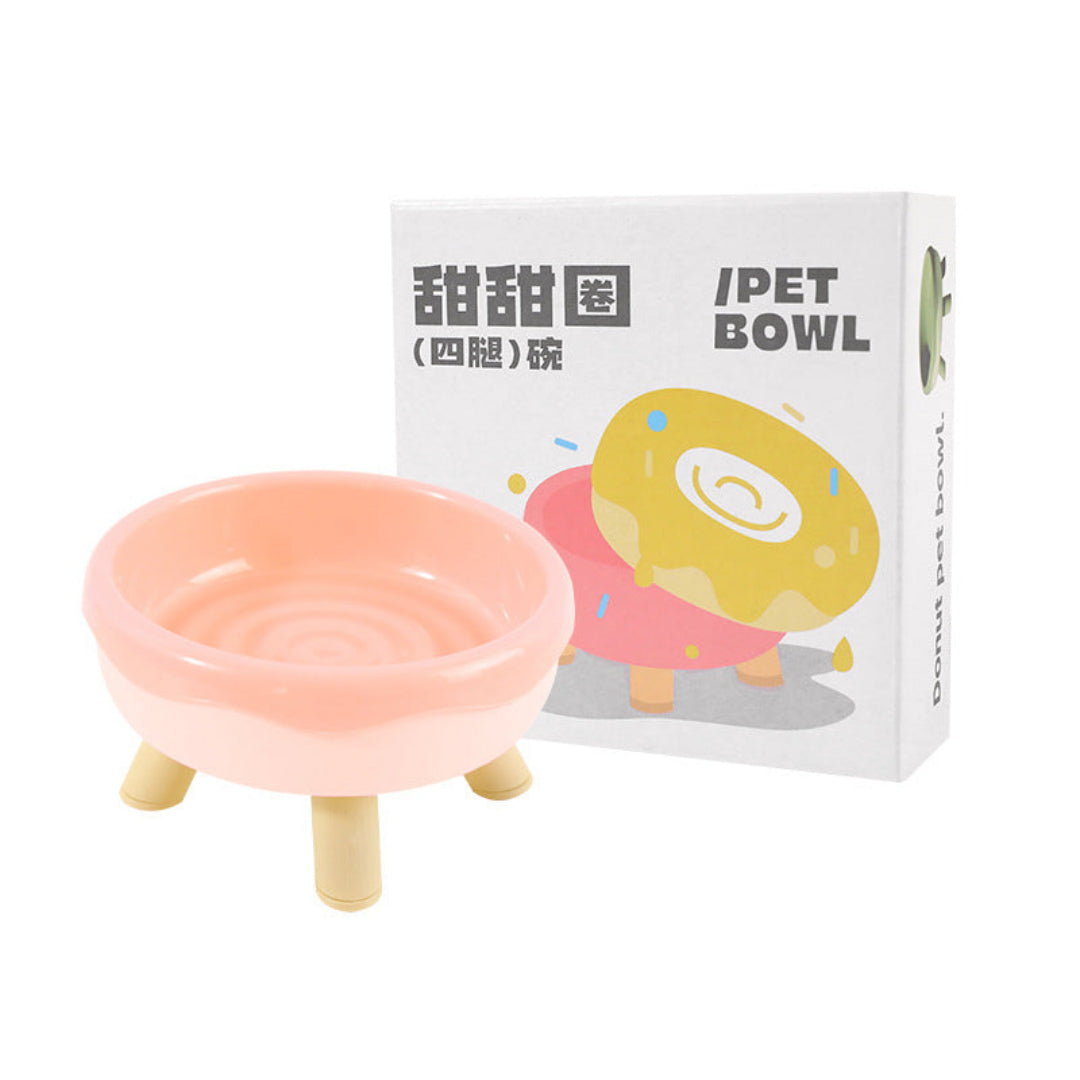 Pink Donut Raised Pet Bowl