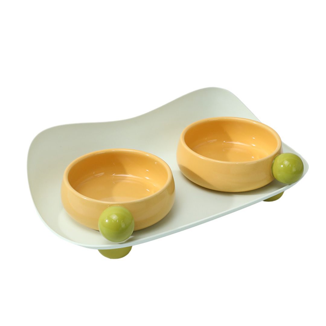 Green Ceramic Raised Pet Bowls