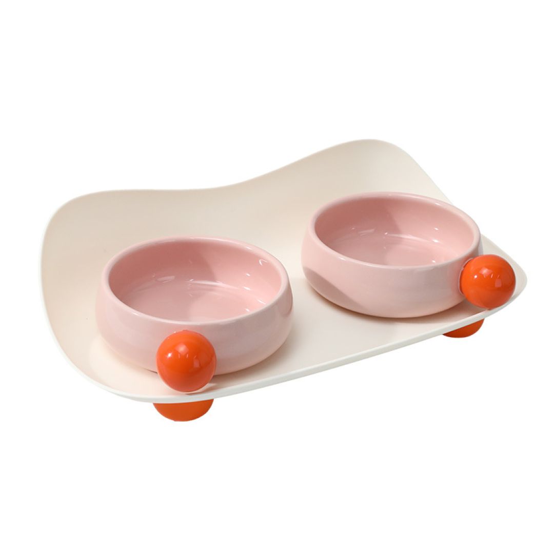 Orange Ceramic Raised Pet Bowls