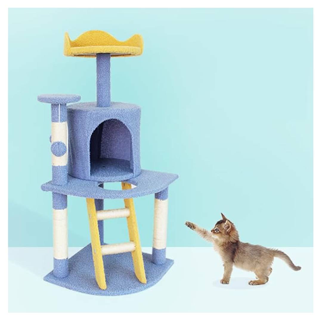 Cat Tree with Scratching Board & Post, Multi-Level Kitten Activity Tree 41x56