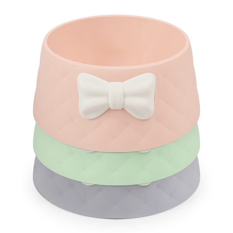 Pet Bowl With Bow And Diamond Pattern Pink 18×8×15cm