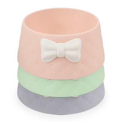 Pet Bowl With Bow And Diamond Pattern Pink 18×8×15cm