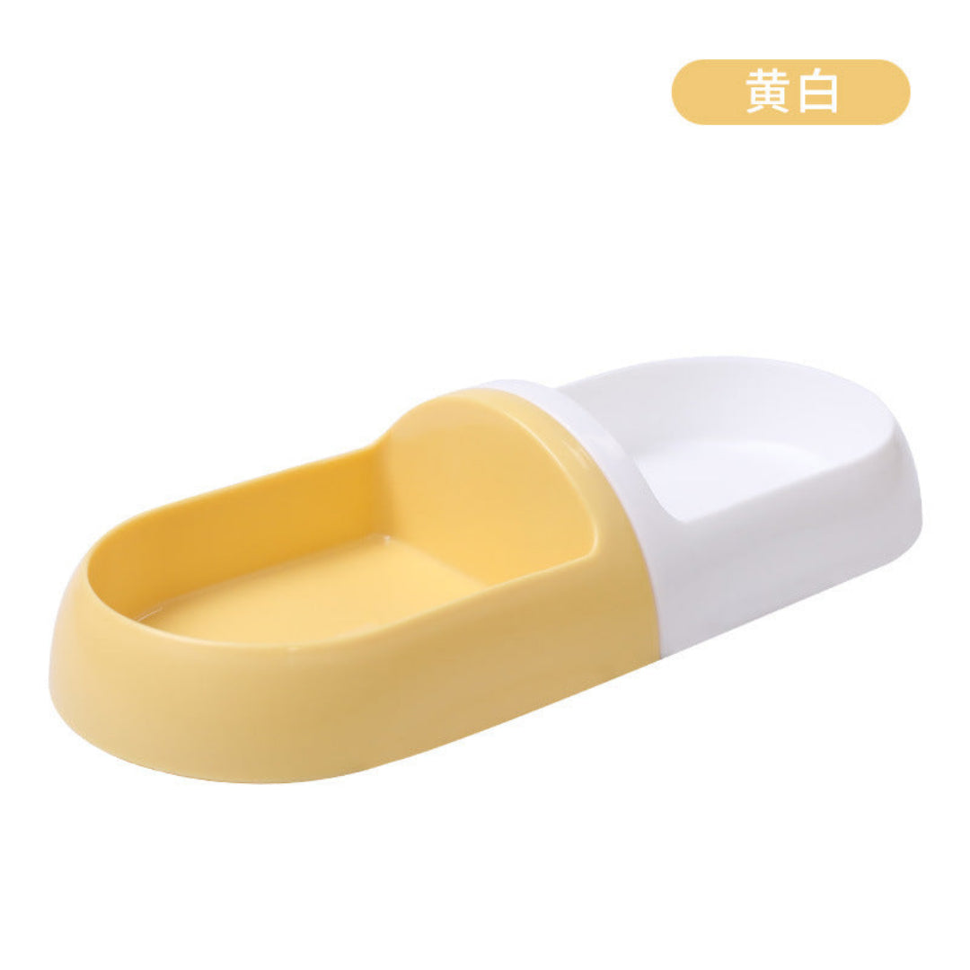Two-Tone Capsule Pet Bowl (White & Yellow)