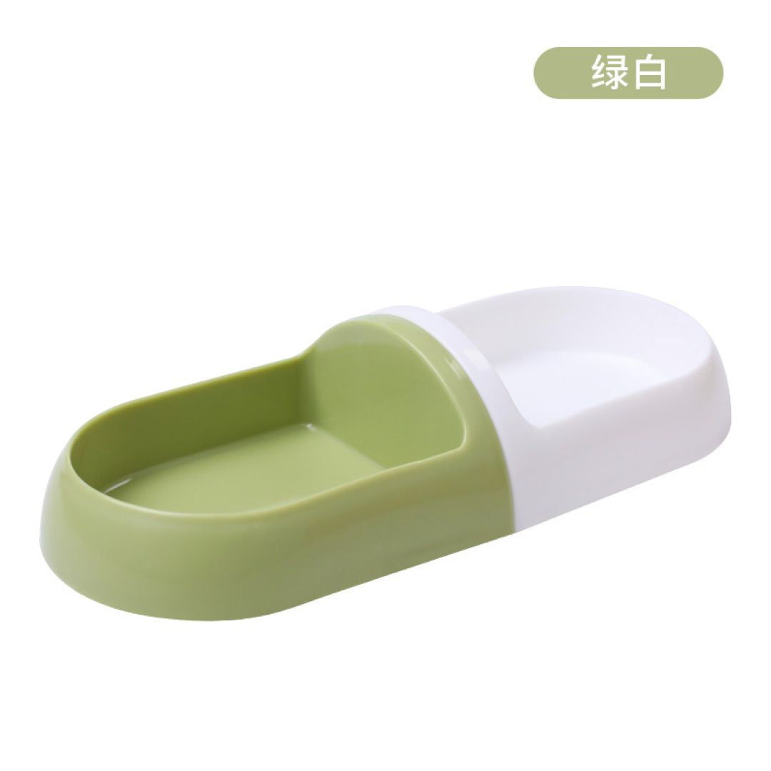 Two-Tone Capsule Pet Bowl (White & Green)