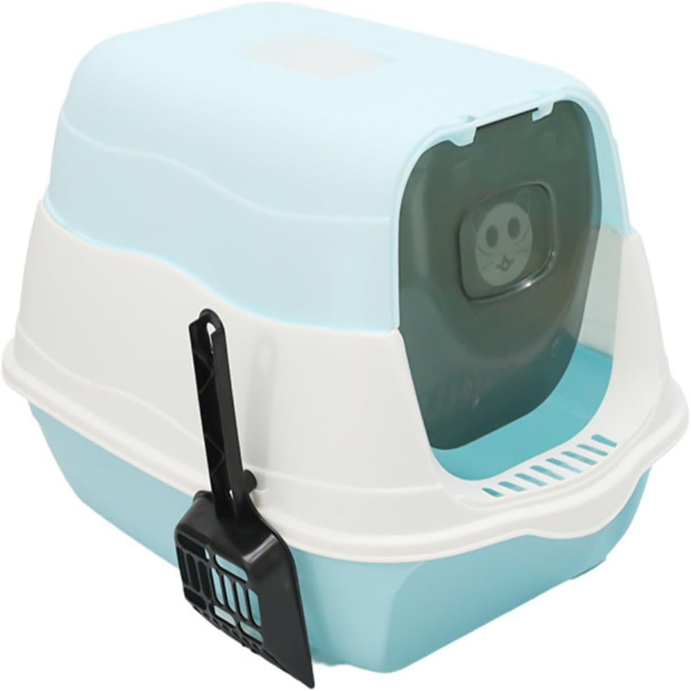 Hooded Portable Cat Toilet, Enclosed Plastic Cat Litter Box