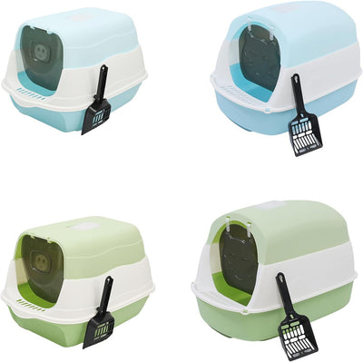 Hooded Portable Cat Toilet, Enclosed Plastic Cat Litter Box