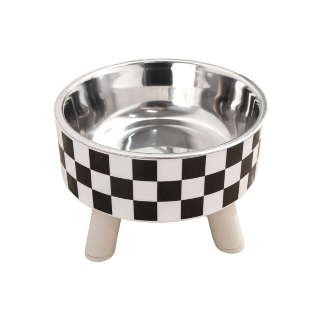 Minimalist Polka Dot Stainless Steel Pet High Foot Bowl