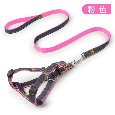 Thickened Pipitao Denim Stitched Cloth Chest Strap Pink