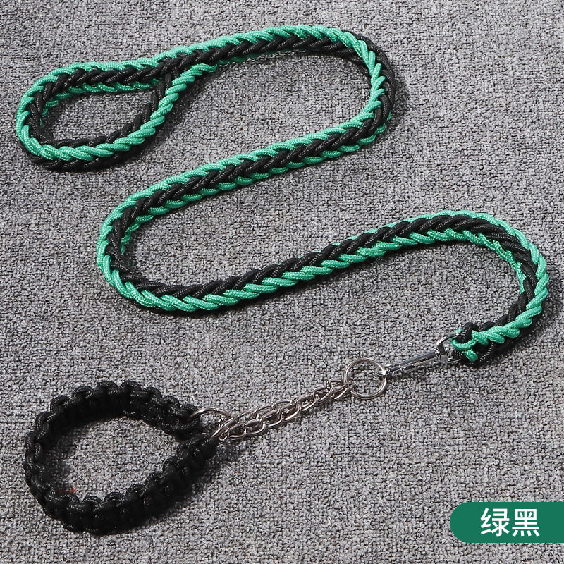 Green & Black Braided Pet Leash