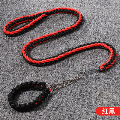 Dog Collar and Leash Set – Adjustable Reddish Black Training Collar with Durable Leash for Medium Dogs