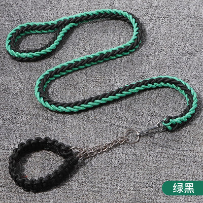 Green & Black Braided Pet Leash