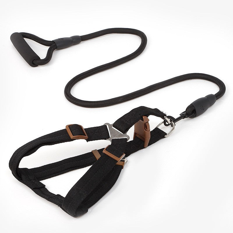 Black Pet Harness & Leash Set Black