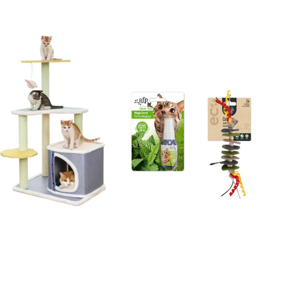 Cat and Crab in the Sea Covenant S-58*44*90cm+AFP Green Rush Magic Scent - Attractant Spray for Cats+AFP Minus One Classic Felt Cat Toys - Rope