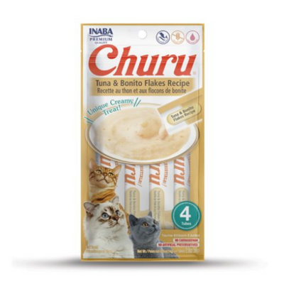 Inaba Churu Tuna &amp; Bonito Flakes – Creamy, Hydrating Lickable Cat Treats