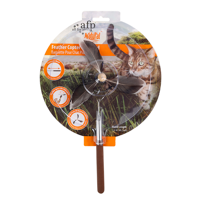 Natural Instinct Feather Copter Cat Wand - Brown