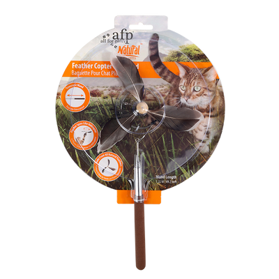 Natural Instinct Feather Copter Cat Wand - Brown