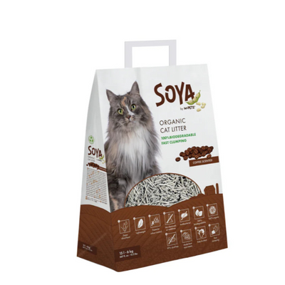 SOYA Cat Litter Coffee 6kg (15L) – Biodegradable Clumping Cat Litter with Coffee Aroma