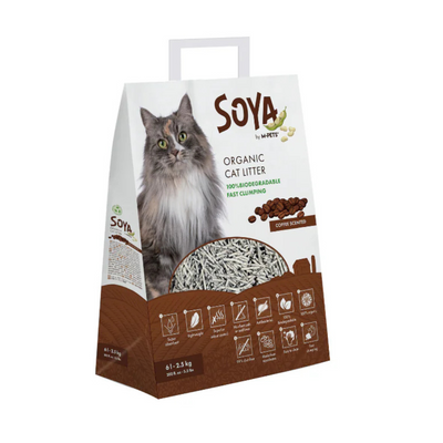 SOYA Cat Litter Coffee 2.5kg (6L) – Biodegradable Clumping Cat Litter with Coffee Aroma