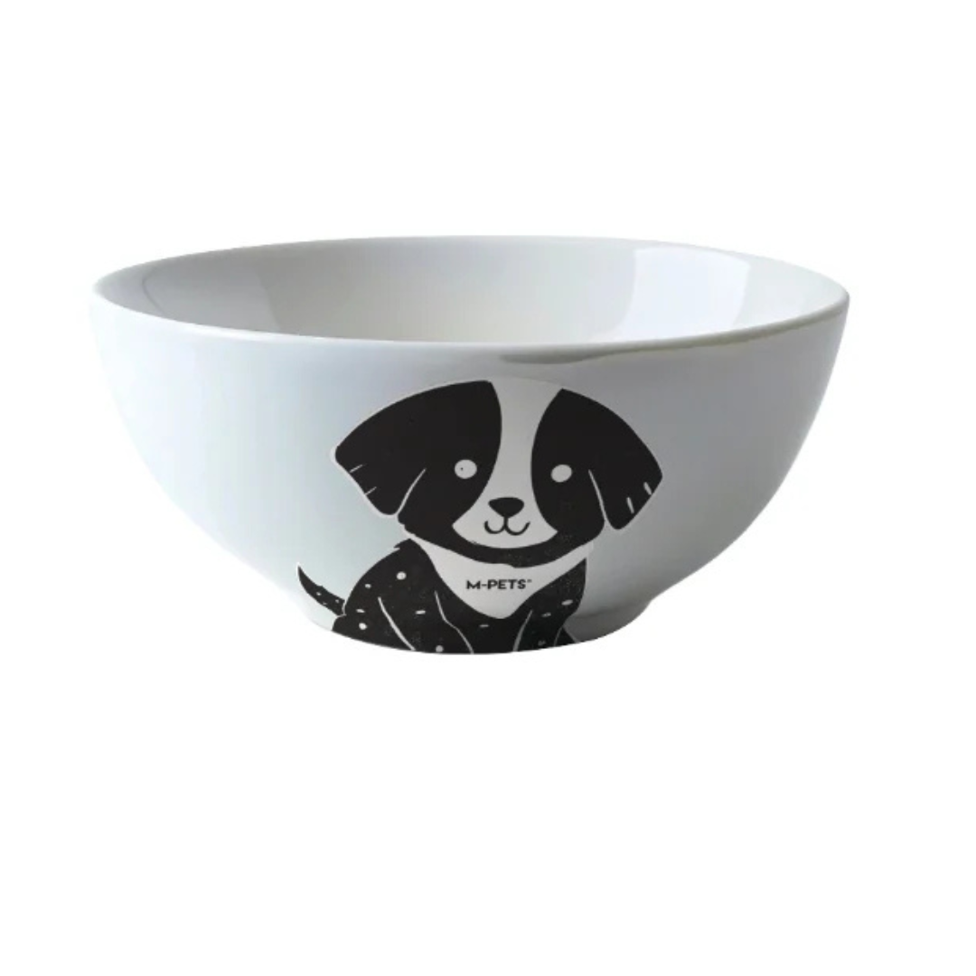 PETJOY Furry Feast Ceramic Bowl Oliver - Black & White 550ml