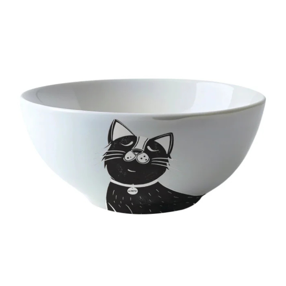 PETJOY Furry Feast Ceramic Bowl Galya - Black & White 550ml