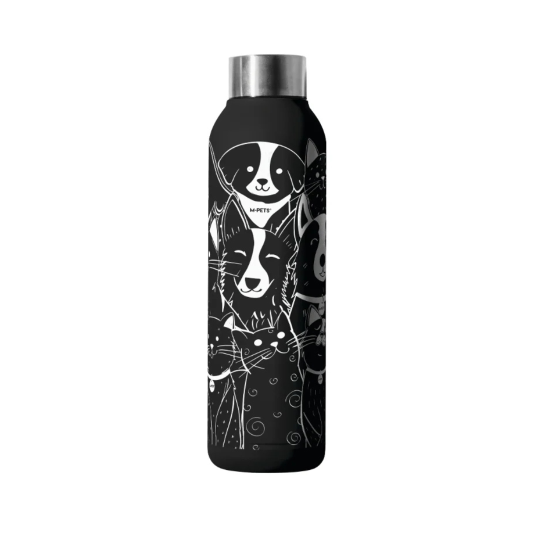 PETJOY Purrfect Hydration Stainless Drinking Bottle PetFamily - Black & White 500ml