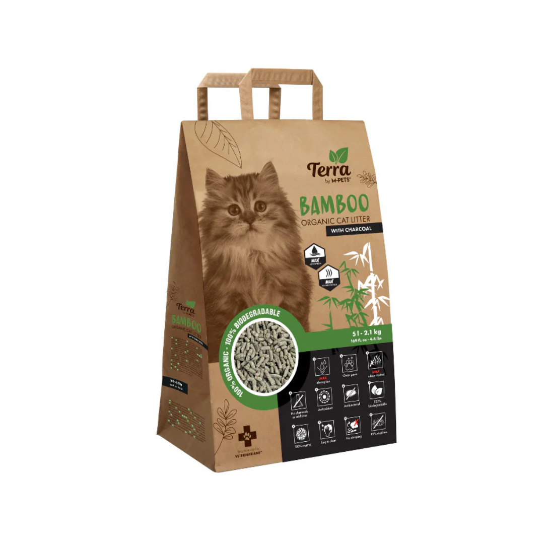TERRA BAMBOO ORGANIC Cat Litter with Charcoal 5L
