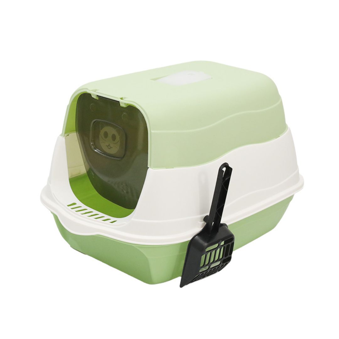 Cute Green Covered Cat Litter Box