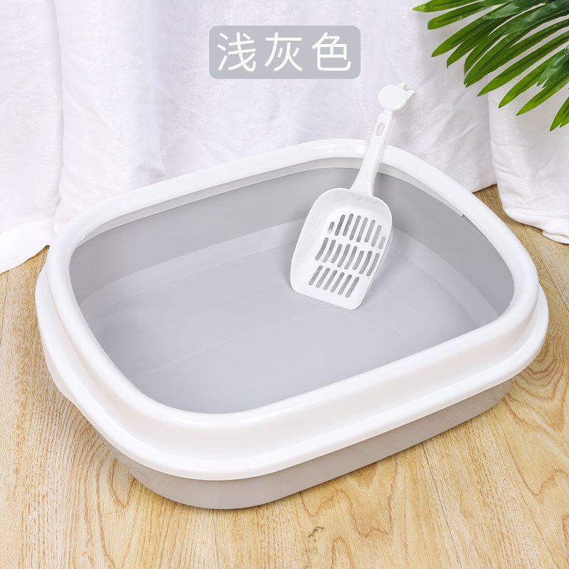 Stylish Semi-Enclosed Cat Litter Boxes- Grey