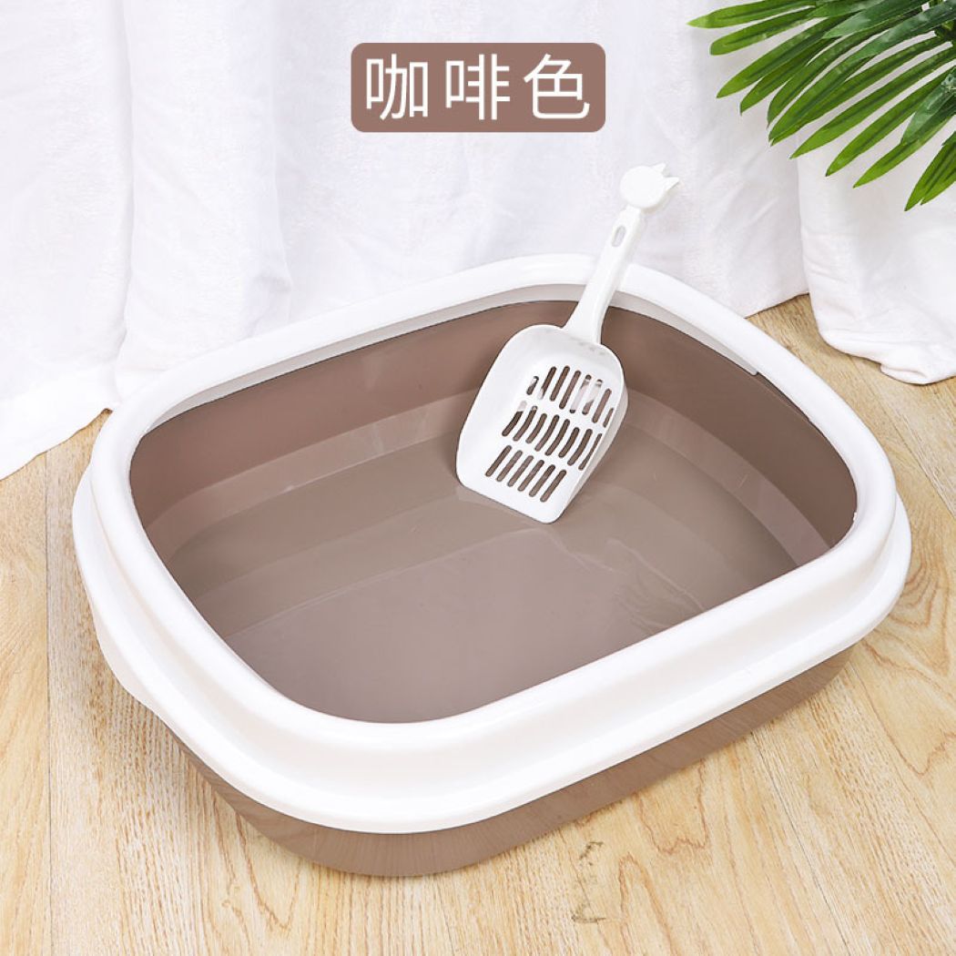 Stylish Semi-Enclosed Cat Litter Boxes- Coffee